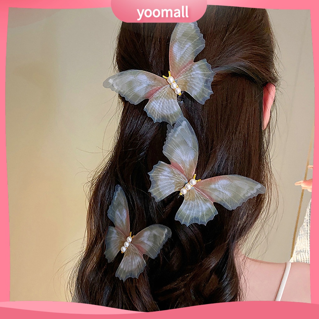 Kẹp Tóc Hai Lớp Bằng Kim Loại Đính Ngọc Trai Giả Thanh Lịch Cho Nữ