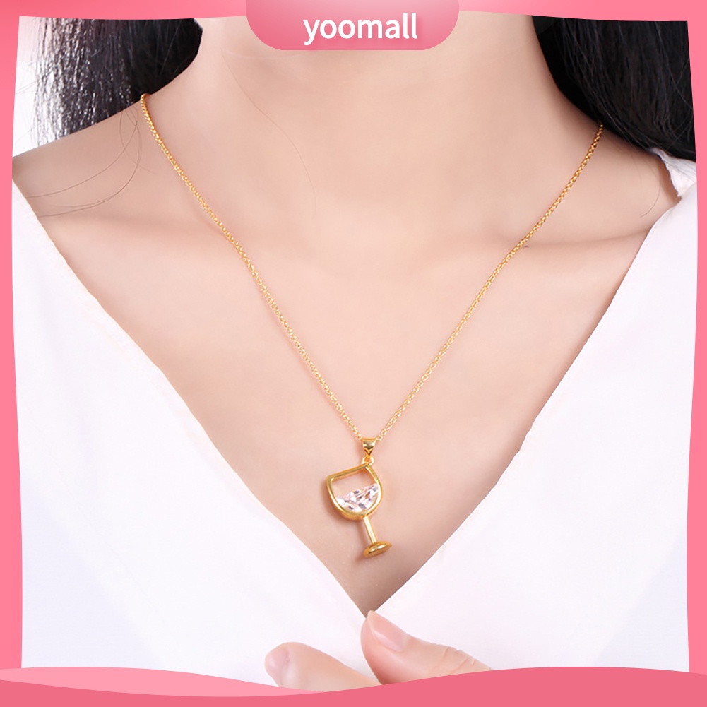 Vòng cổ Mặt Hình Ly Rượu Đính Đá Zircon Thời Trang Cho Nữ