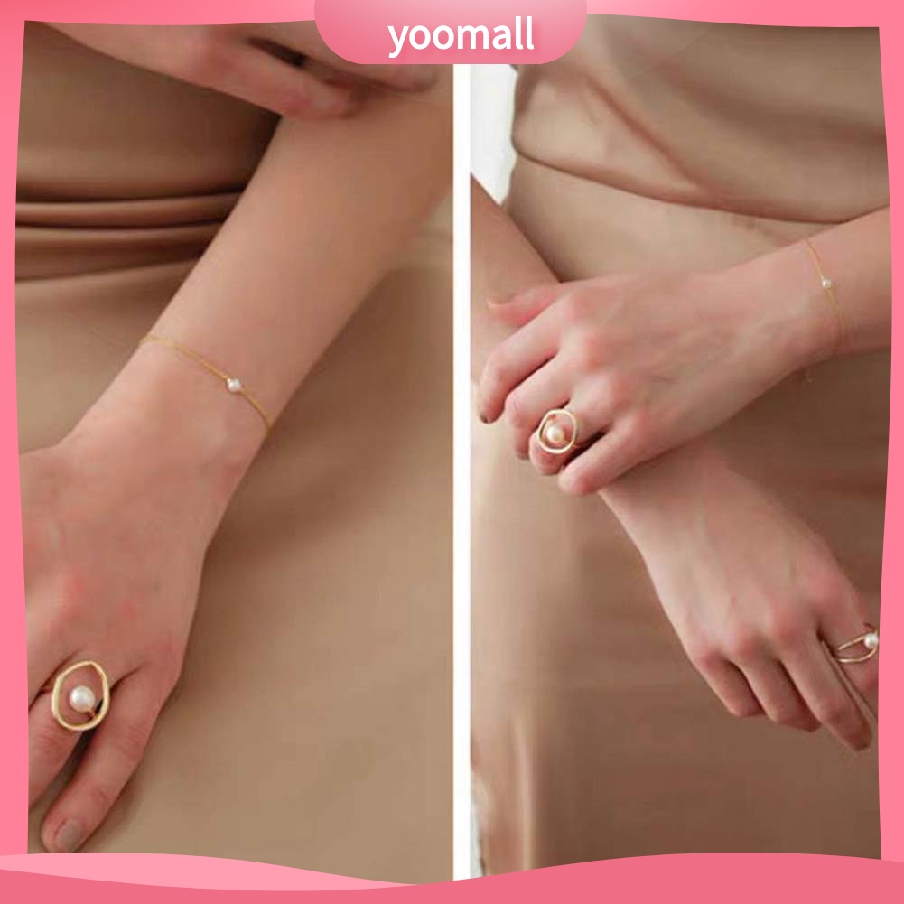 Nhẫn Đính Ngọc Trai Nhân Tạo Thời Trang Dành Cho Nữ