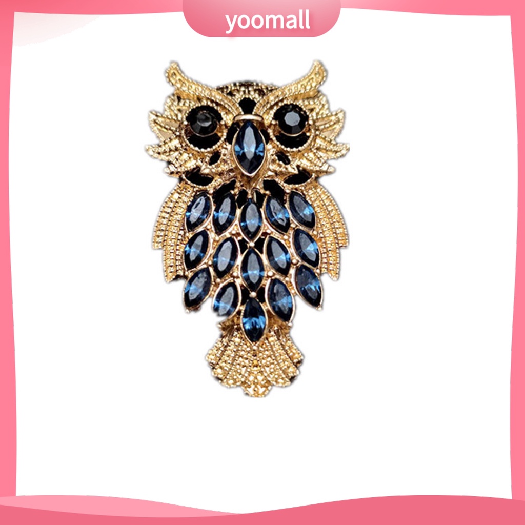 Ghim Cài Áo Hình Chim Cú Đính Đá Phong Cách Vintage Thời Trang