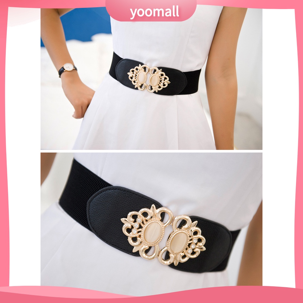 Thắt Lưng Đính Đá Opal Nhân Tạo Phối Khóa Kim Loại Thời Trang Cho Nữ