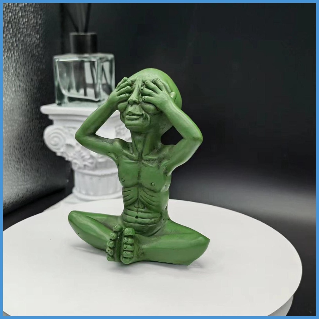 Mô Hình Người Ngoài Hành Tinh Mini Bằng Nhựa Resin Không Phai Màu Trang Trí Sân Vườn