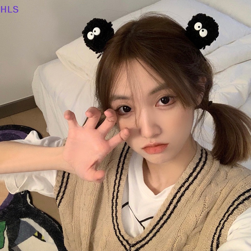 1 Cặp Kẹp Tóc Màu Đen Hình Hoạt Hình Dễ Thương Dành Cho Nữ