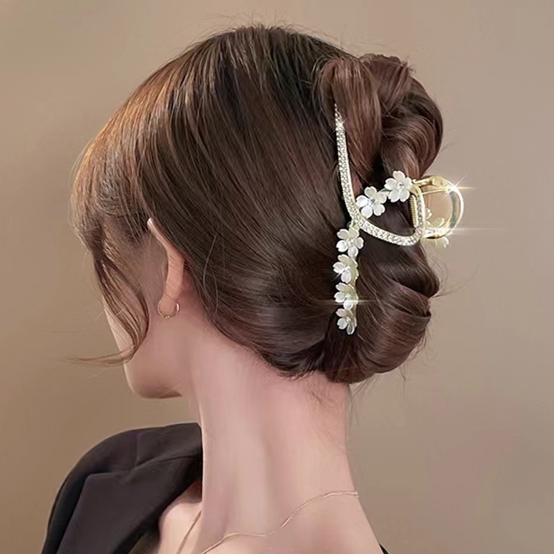 Kẹp Tóc Kim Loại Hình Hoa Đính Đá Thời Trang Cho Nữ