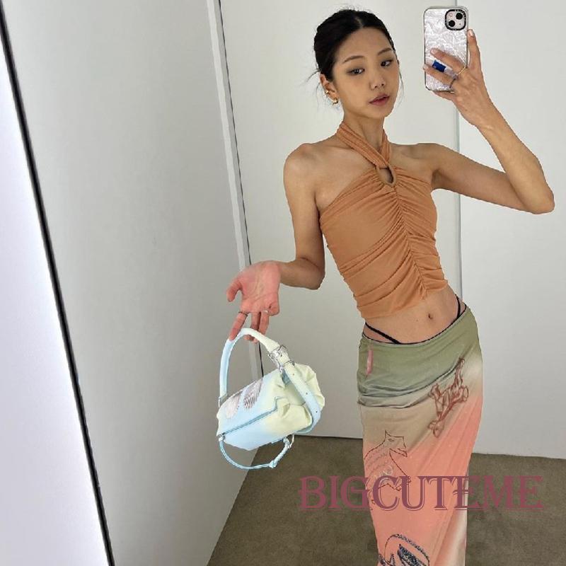 [] - Áo Ống Màu Trơn Không Tay Hở Vai Thời Trang Mùa Hè Cho Nữ