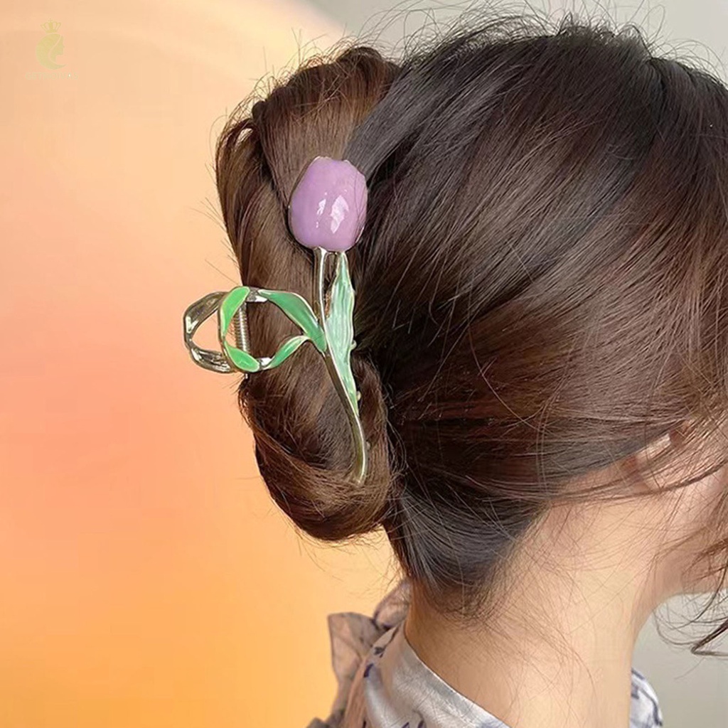 GETNOIVAS Kẹp Tóc Hoa Tulip Đơn Giản Bằng Kim Loại Cao Cấp