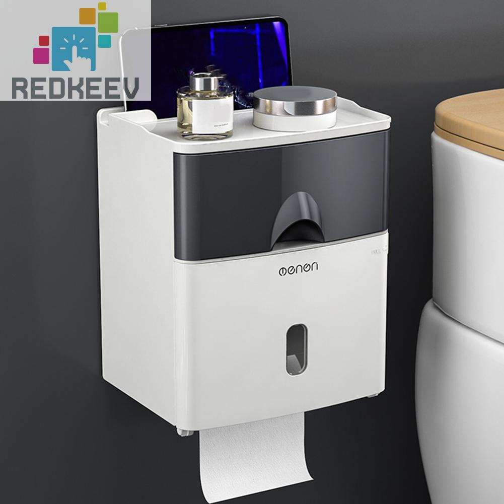 Hộp Đựng Khăn Giấy Hai Tầng Gắn Tường Chống Nước Không Cần Đục Lỗ Cho Nhà Tắm / Nhà