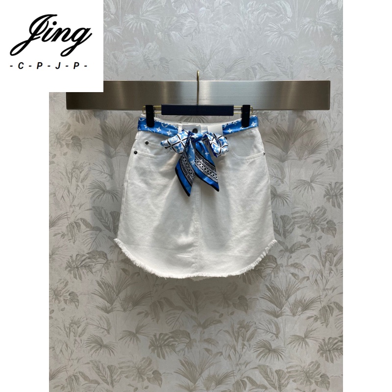 L Home 23SS Chân Váy Cong Lưng Cao Viền Thô Mới Dành Cho Bạn Nữ Mặc Ở Nhà