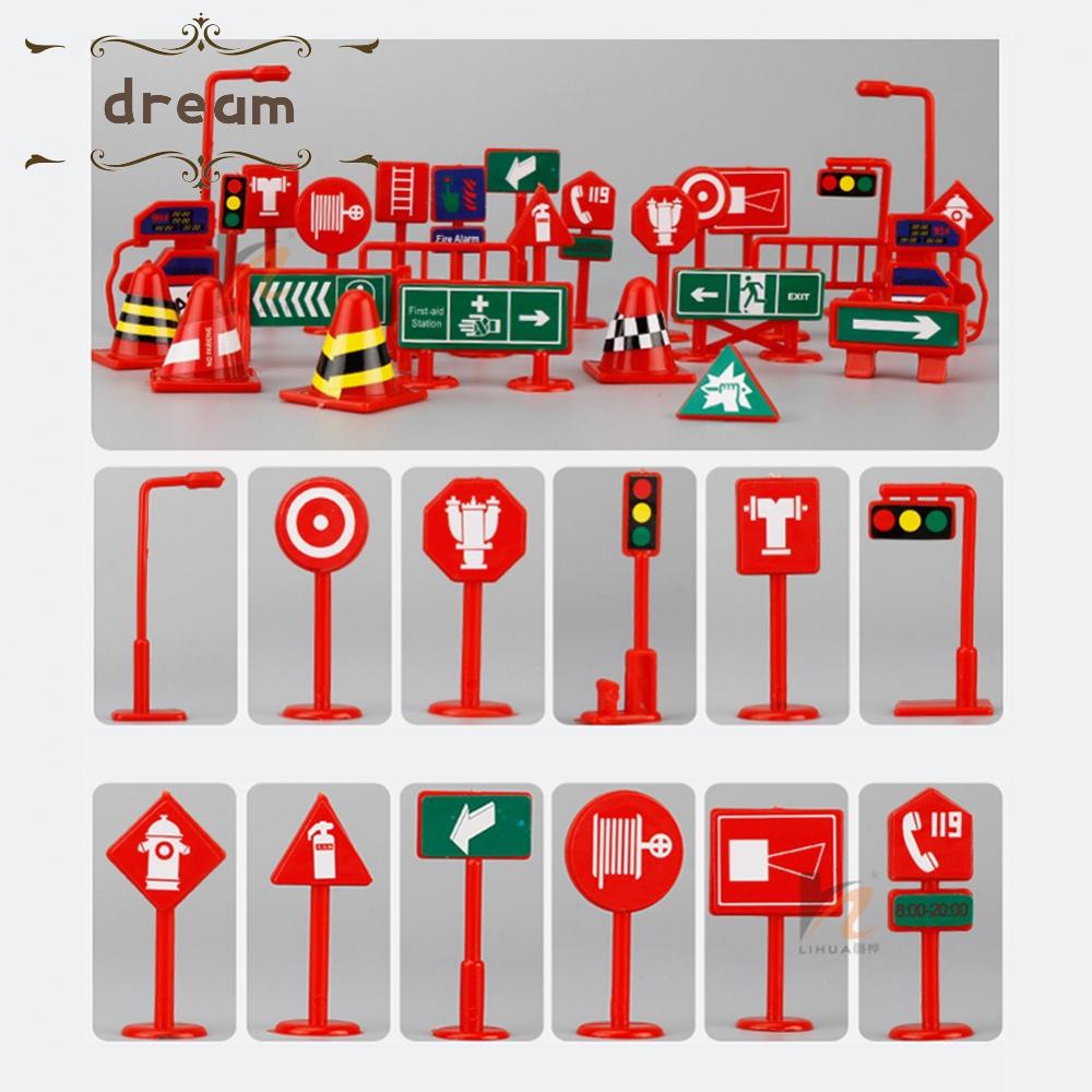 【DREAMLIFE】Road Sign PARKING LOT Self-assembled Toys Traffic Sign 28pcs Set Accessories DIY