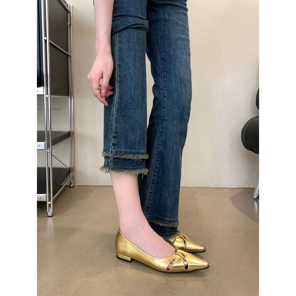 Giày Búp Bê Đế Bằng Mũi Nhọn 4 Mùa Phong Cách Mới Sk2023 Cho Nữ