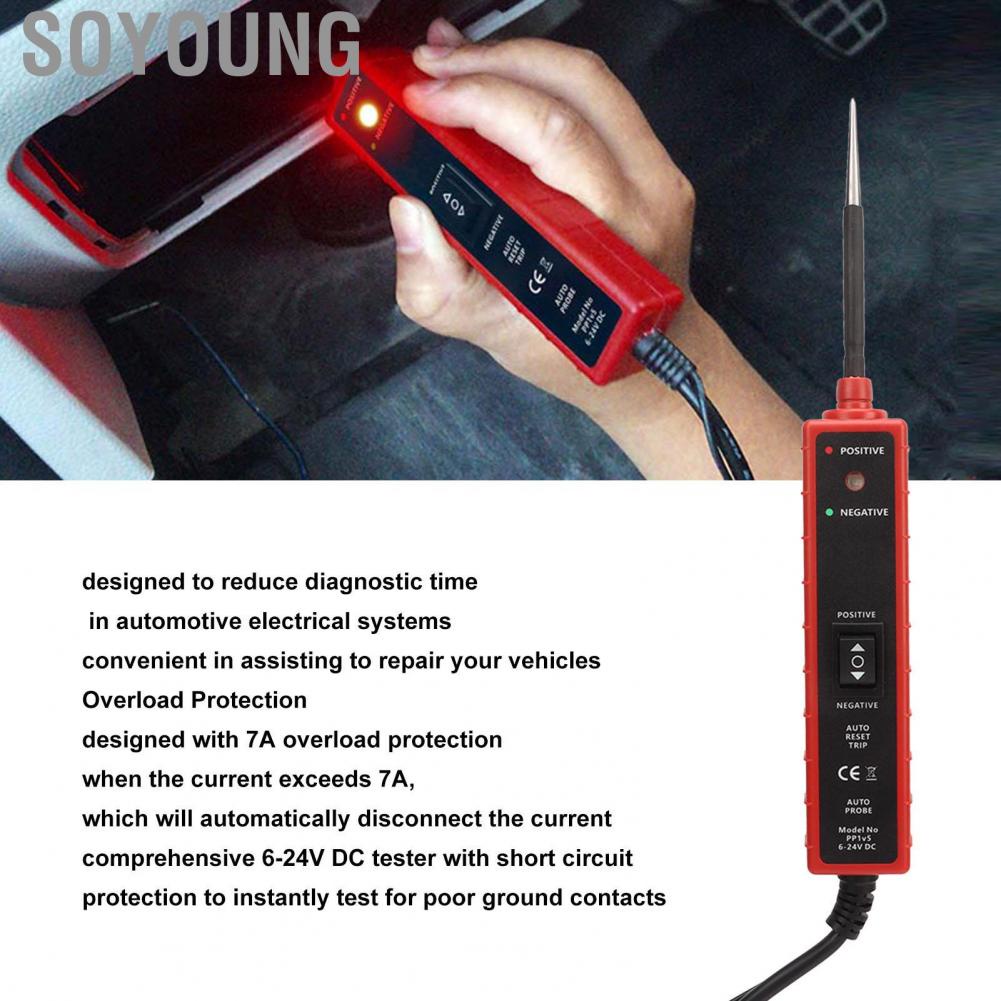 Soyoung Car  Tool 6‑24V DC Automotive Electric Circuit Tester Power Probe Detector 7A Break Current Locate Short Circuits