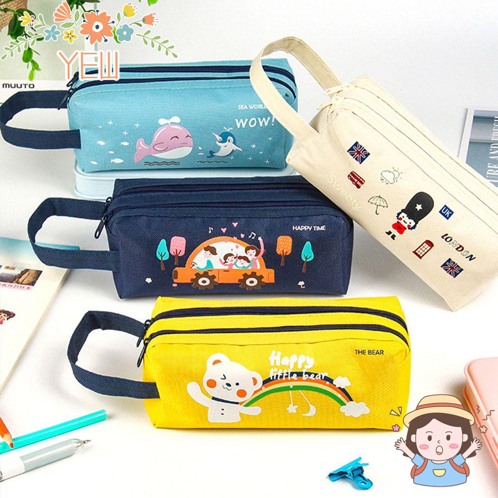 Hộp Đựng Bút Hai Ngăn Cỡ Lớn Họa Tiết Hoạt Hình Sáng Tạo