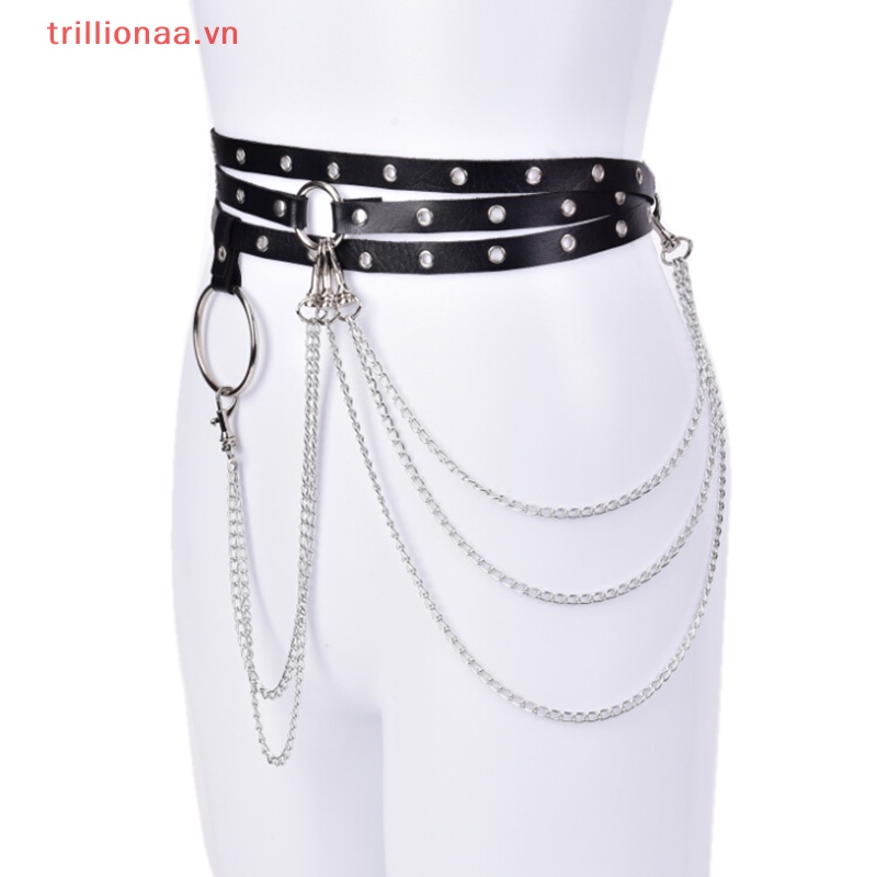 Đai Nịt Bít Tất Giả Da Phối Xích Phong Cách Punk Cá Tính Dành Cho Nữ
