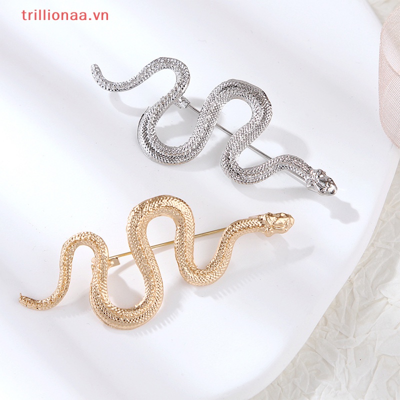 Trillionaa Ghim Cài Áo Kim Loại Hình Rắn Màu Vàng Phong Cách Vintage Độc Đáo Thời Trang