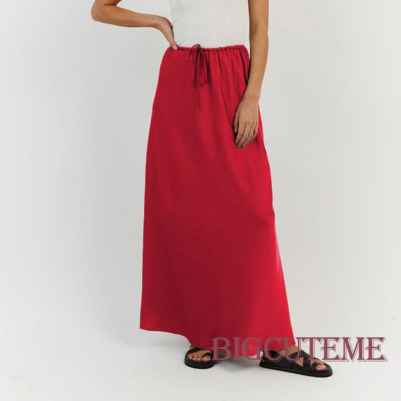 Chân Váy Satin Dài Màu Sắc Thời Trang Mùa Hè Cho Nữ