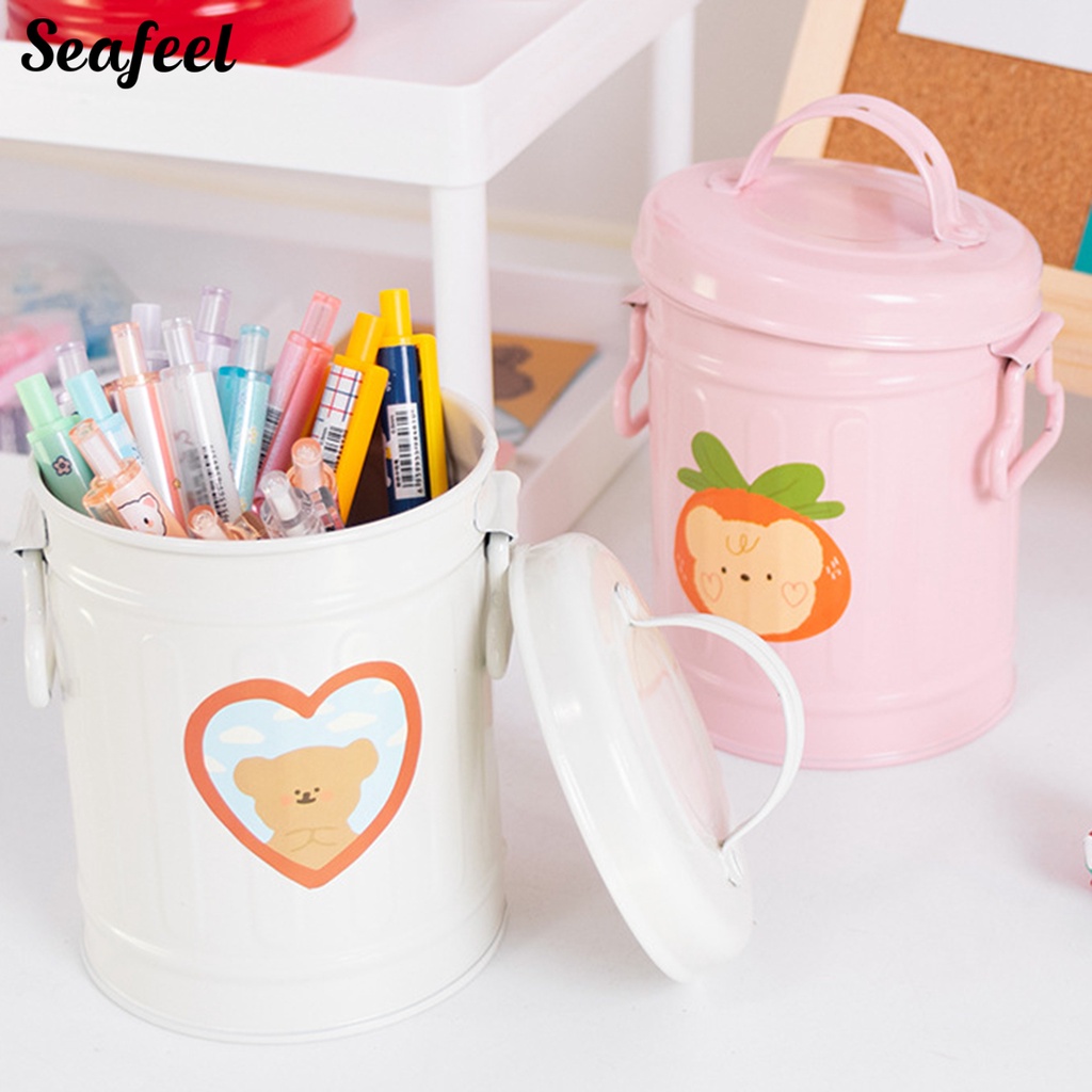 Giá Đỡ Cọ Trang Điểm Bằng Sắt Sức Chứa Lớn Dễ Thương Cho Học Sinh