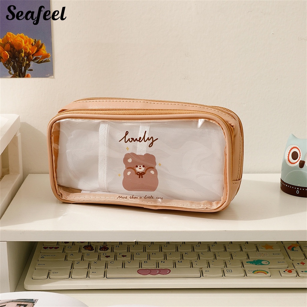 Túi Đựng Bút Bằng PVC Chống Nước Chống Bụi Họa Tiết Hoạt Hình Dễ Thương