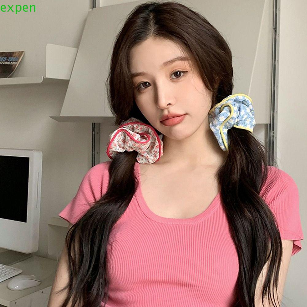 Dây Cột Tóc Cao Su Co Giãn In Họa Tiết Hoa Phong Cách Hàn Quốc Cổ Điển Thời Trang Cho Nữ