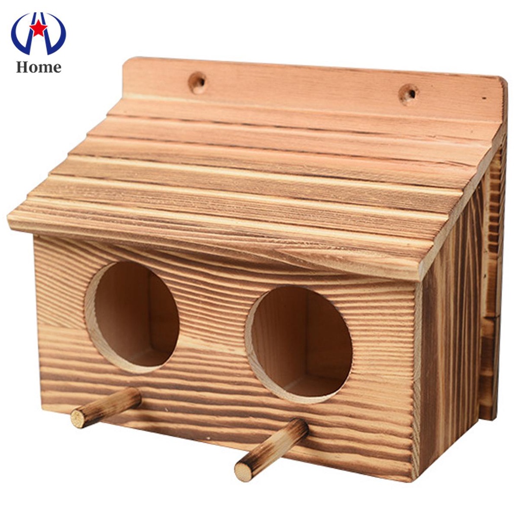 Nhà Chim Bằng Gỗ Có 2 Lỗ Sáng Tạo Trang Trí Nhà Cửa / Sân Vườn / Cửa Hàng / Chim Cảnh Kc1907