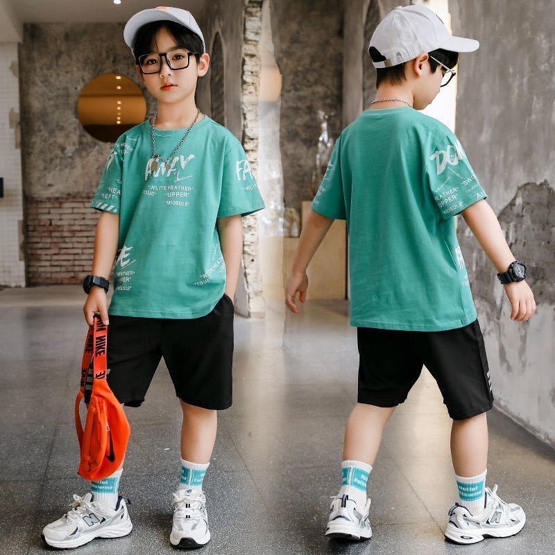 Bộ Áo Thun Cotton Tay Ngắn Và Quần Ngắn Thời Trang Mùa Hè 2023 Cho Bé Trai