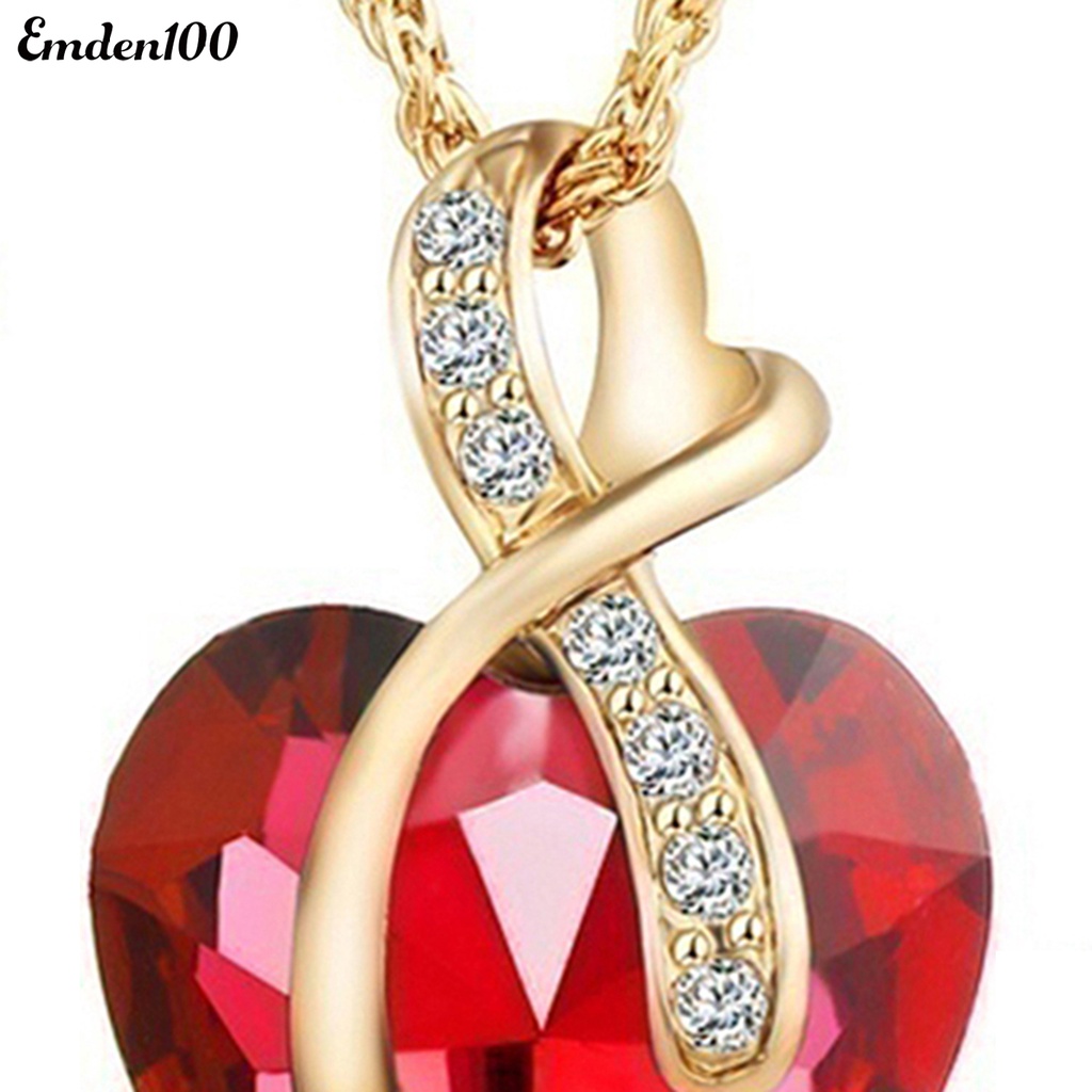 Bộ Vòng cổ + Bông Tai Hình Trái Tim Bằng Hợp Kim