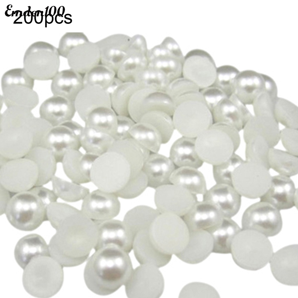 Set 200 Hạt Ngọc Trai Giả 6mm Trang Trí Móng Tay Lưng Phẳng