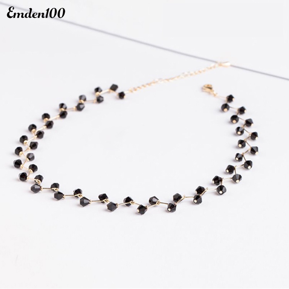 Vòng Cổ Choker Gắn Hạt Đen Gợn Sóng Thời Trang Cho Nữ
