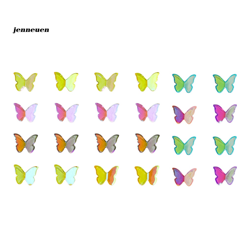 Set 24 Phụ Kiện Trang Trí Móng Tay Nghệ Thuật Hình Bướm Bằng Nhựa Resin Dễ Thương