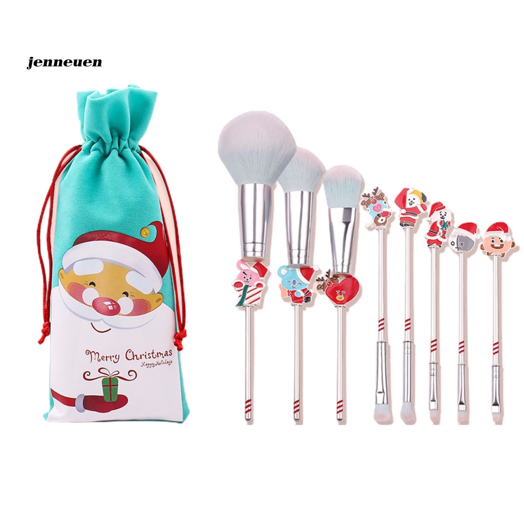 Set 6 / 8 Cọ Trang Điểm Nhỏ Gọn Linh Hoạt Họa Tiết Giáng Sinh Cho Nữ