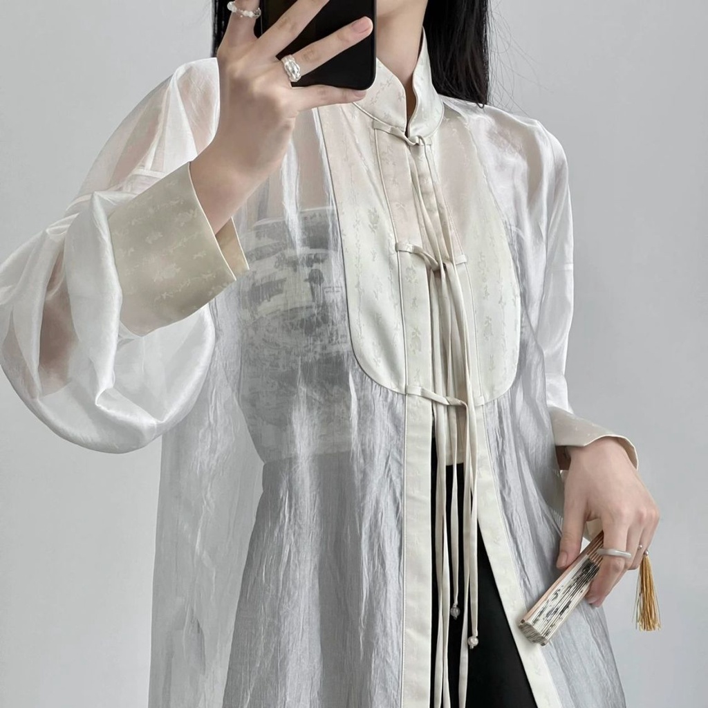 ((M &amp; E) Bộ Hán Phục Cách Tân Có Thể Mặc Hàng Ngày Cho Nữ Giới Làm Việc Hàng Ngày + Váy Đen + Áo Hai Dây In FOGO