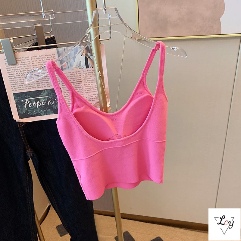 Pure Desire Hot Girl Áo Hai Dây Dệt Kim Ôm Dáng Phong Cách Công Nghiệp Mùa Hè 2023 Quyến Rũ Cho Nữ