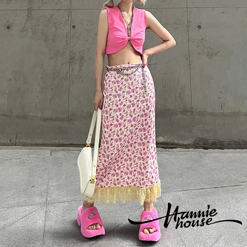 Chân Váy Lưng Thấp Phối Ren Hoa Thời Trang Mùa Hè Cho Nữ