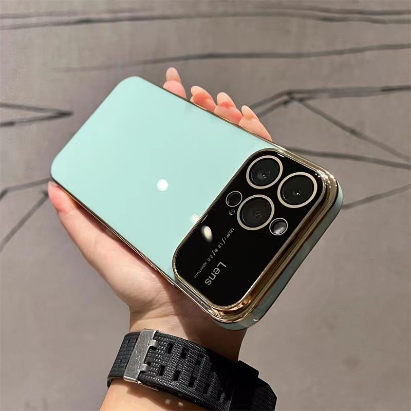 Ốp Điện Thoại Dẻo Tráng Gương Sang Trọng Kèm Khung Bảo Vệ camera Chống Sốc Cho iPhone 11 12 13 14 Pro max 14plus