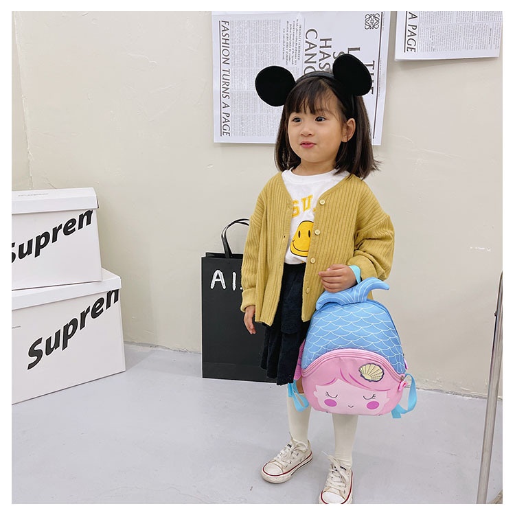 Ba Lô Đi Học Siêu Nhẹ In Họa Tiết Hoạt Hình Nàng Tiên Cá Phong Cách Hàn Quốc Xinh Xắn Cho Bé