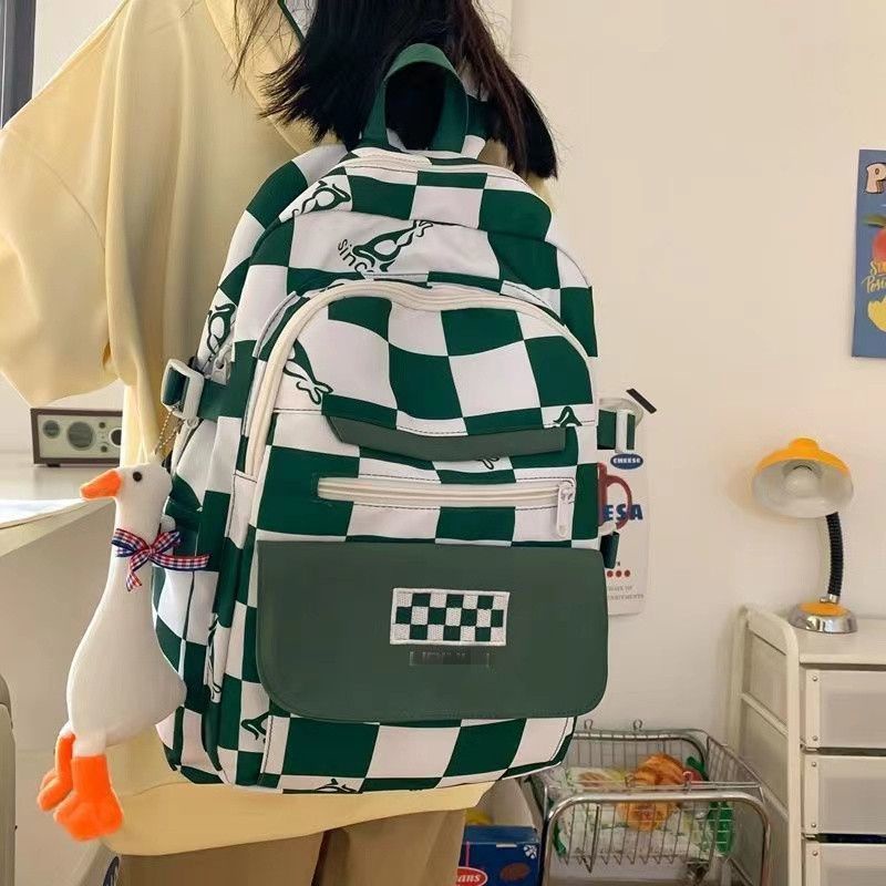 Backpack large-capacity middle and high school sweet and cool college students more than chess board, good-looking schoolbag minority