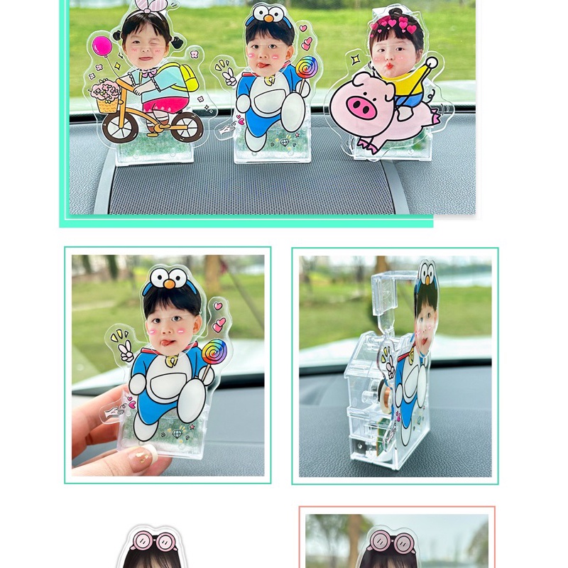 Mô hình standee lắc đầu chạy pin ghép mặt theo yêu cầu  cute làm quà tặng, trang trí ô tô, để bàn NPSHOP anime