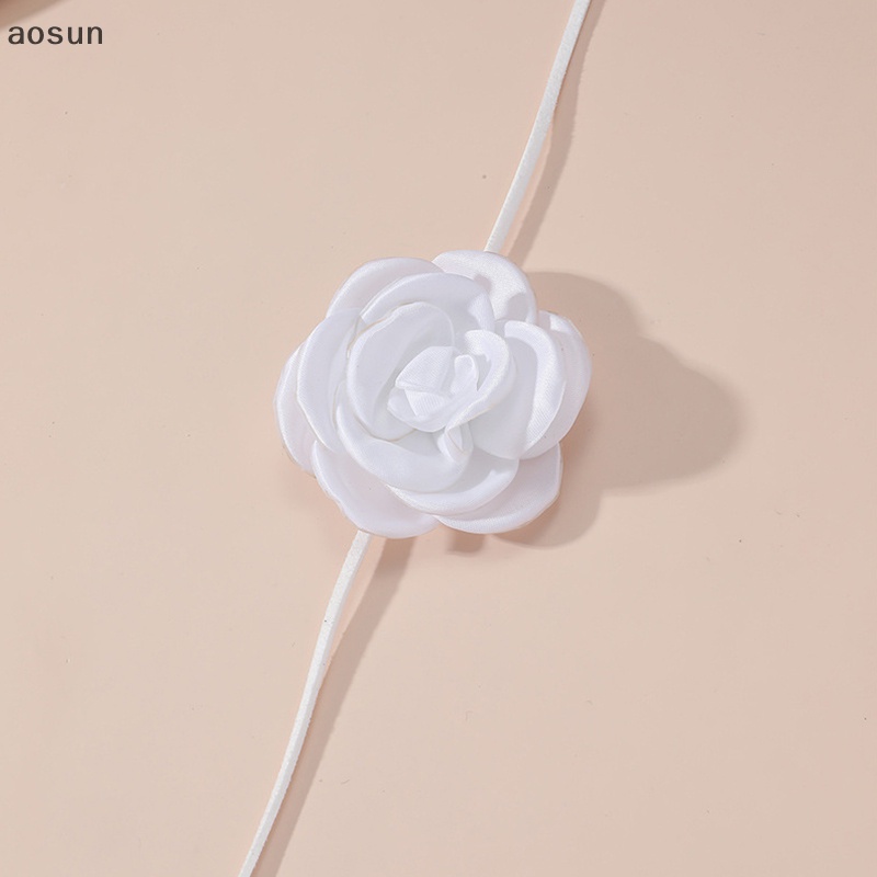 Aosun Vòng Cổ Choker Nhung Dài Đính Hoa Trà Lớn Cho Nữ EN