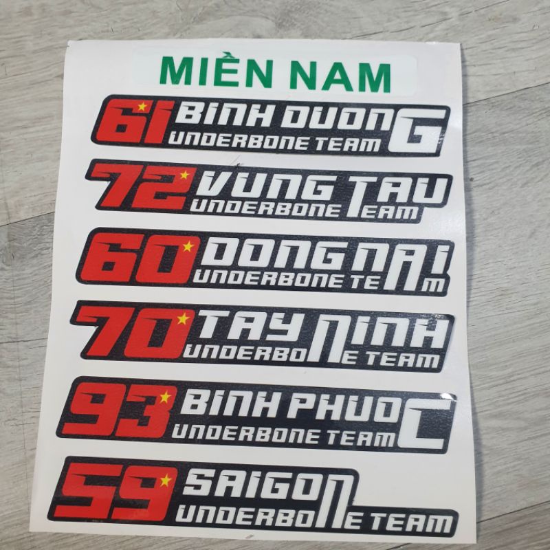 1 tem Underbone Team 64 tỉnh thành