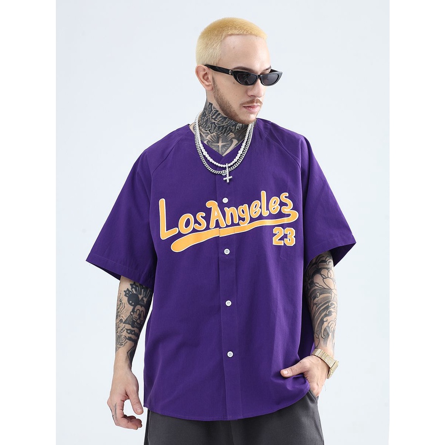 Hot sale✨Áo Thun Bóng Chày Tay Ngắn In Số 23 Phong Cách hip hop Mỹ Cho Nam