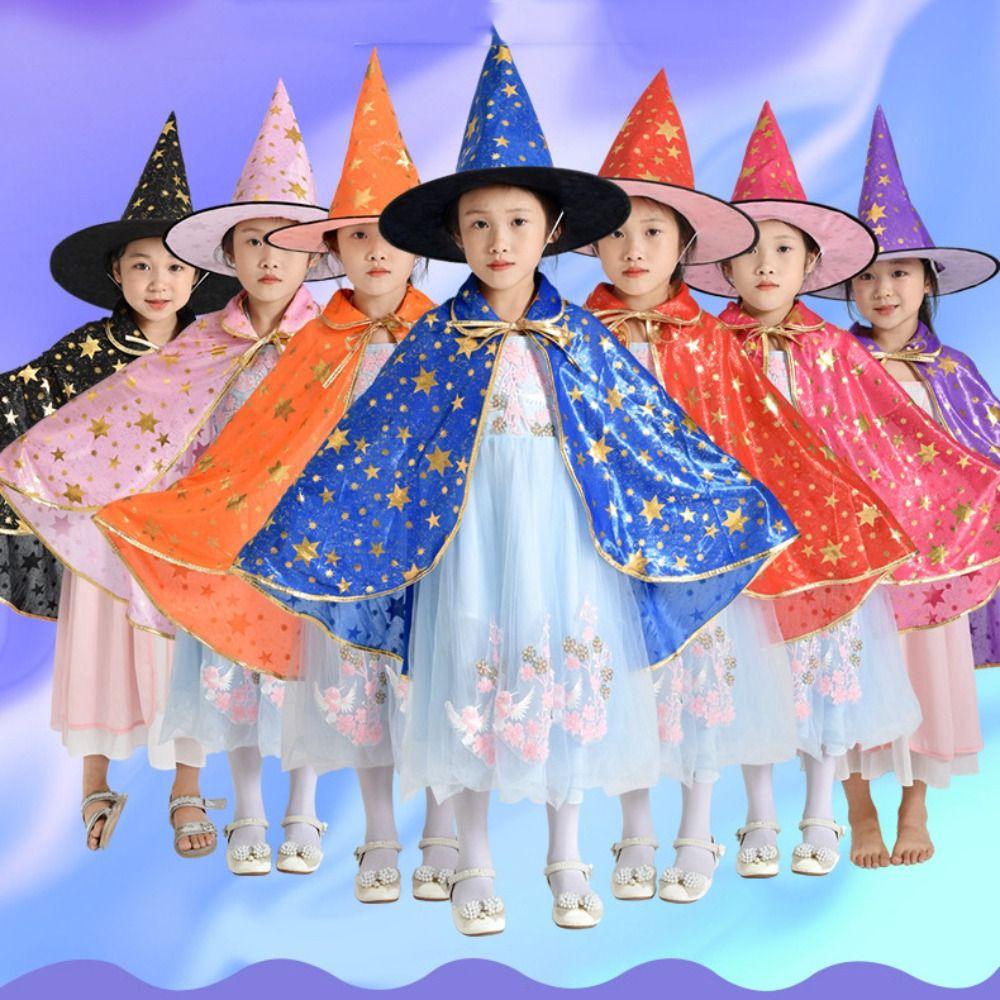 Shanrong Áo Choàng Hóa Trang Phù Thủy Kèm Nón Đội Hóa Trang halloween Cho Bé Gái