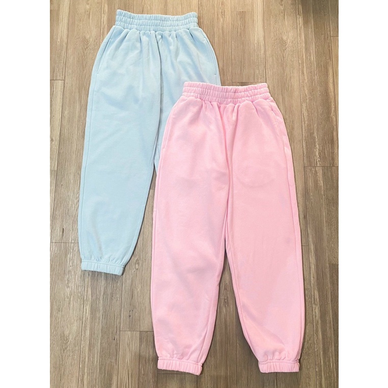 Quần Jogger Nữ hàng xuất xịn chất nỉ bông Thu đông, nỉ dày dặn, ấm, màu pastel rất xinh, size 30-60kg.