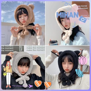 Mũ che tai phối tai gấu nhiều màu tùy chọn phong cách thời trang mùa đông cho nữ