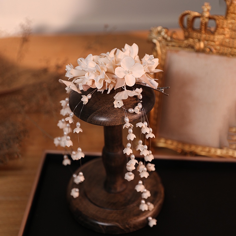 Kẹp Tóc Tua Rua Hình Hoa Phong Lan Phong Cách Vintage Hàn Quốc