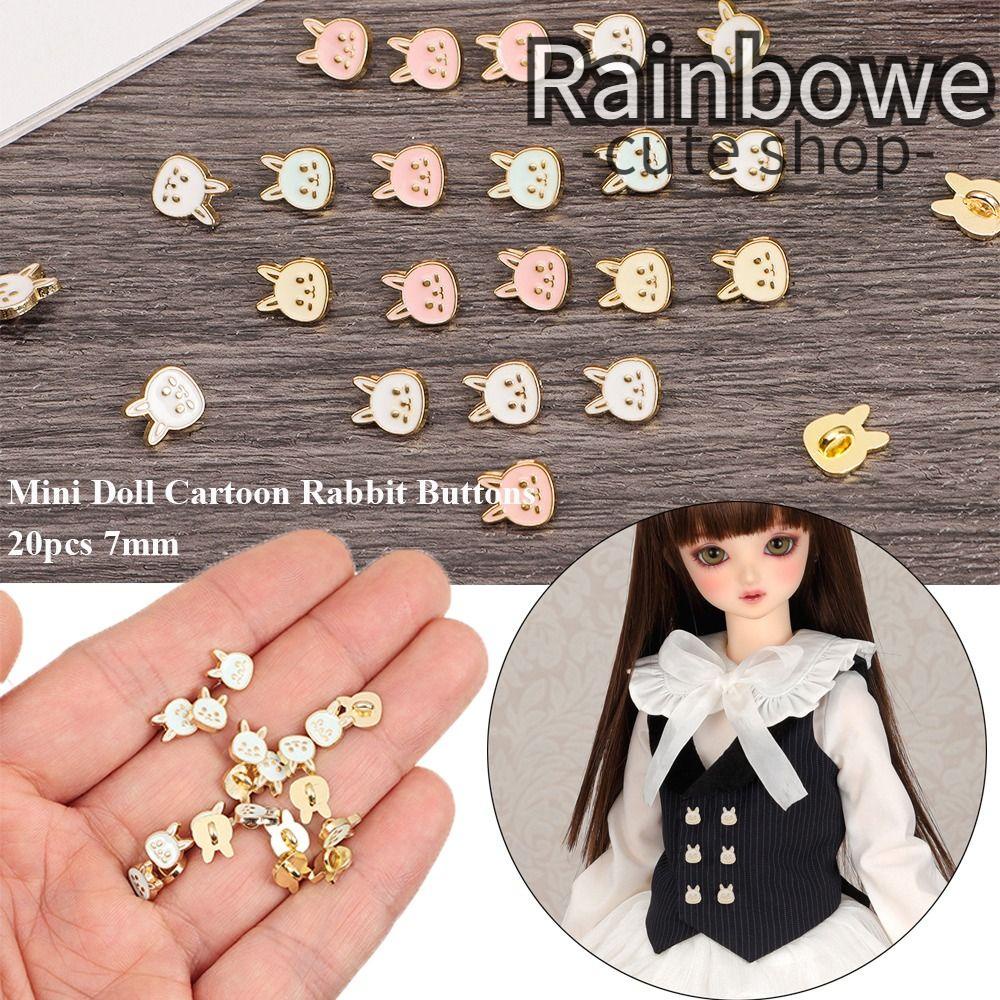 20 Nút Thắt Lưng Hình Thỏ 7mm Cho Búp Bê