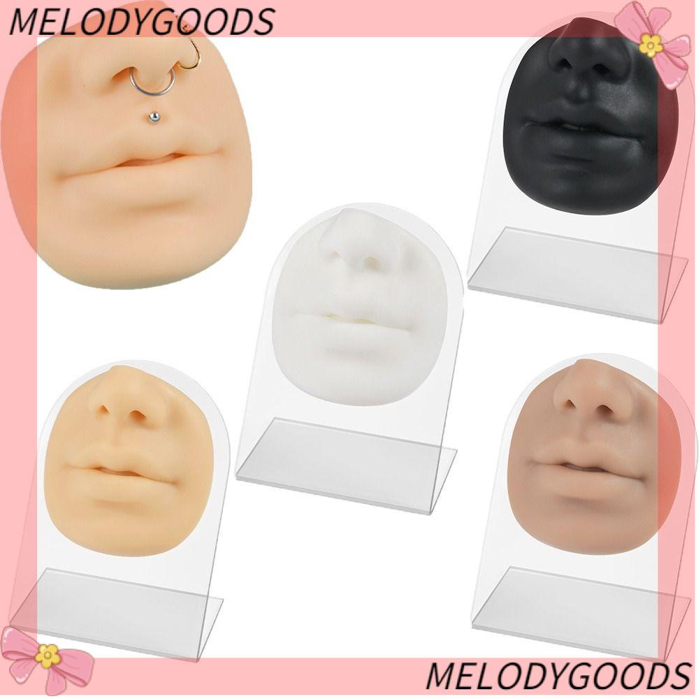 MELODG Mô Hình Mặt Người Bằng Silicone 5D Dùng Thực Hành Xăm Khuyên Môi Có Thể Tái Sử Dụng