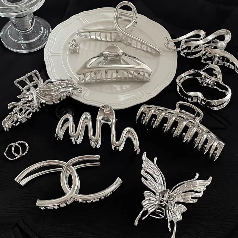 Kẹp Tóc Kim Loại Hình Chữ c Phong Cách vintage Thời Trang 2024 Dành Cho Nữ Mới