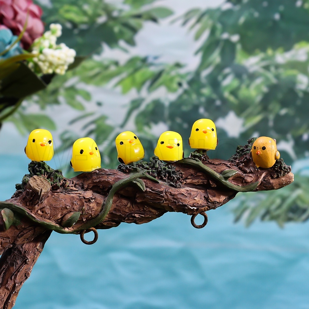 Phụ Kiện Trang Trí Xe Hơi / Nhà Cửa Hình Gà Con Hoạt Hình Mini Màu Vàng Bằng Nhựa Resin Đa Năng Sáng Tạo