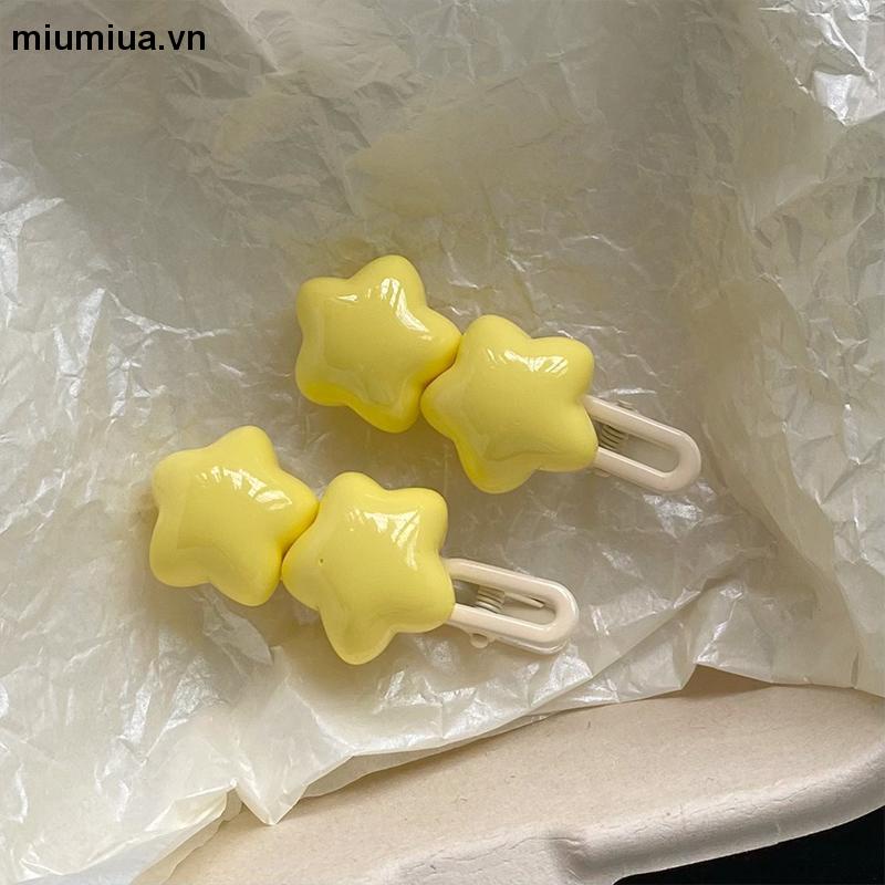 Miua🔮Kẹp Tóc Ba Màu Hình Ngôi Sao / Trái Tim Năm Cánh Ngọt Ngào Dễ Thương Cho Nữ