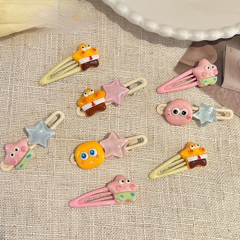 Kẹp Tóc Mái Ngang Hình SpongeBob / Ngôi Sao Lớn Dễ Thương Cho Bé Gái