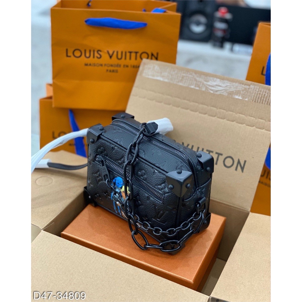 Túi Đeo Chéo Nam Nữ Eo Vì Dáng Hộp Phối Hình Siêu Đẹp, Túi Đeo Mini LV Phối Da Dập Nổi Tag Dây Xích Cao Cấp
